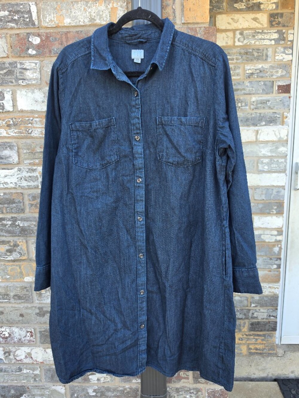 And a Way Dark Wash Chambray Button Front Shirt Dress XXL 100% Cotton - Picture 2 of 14
